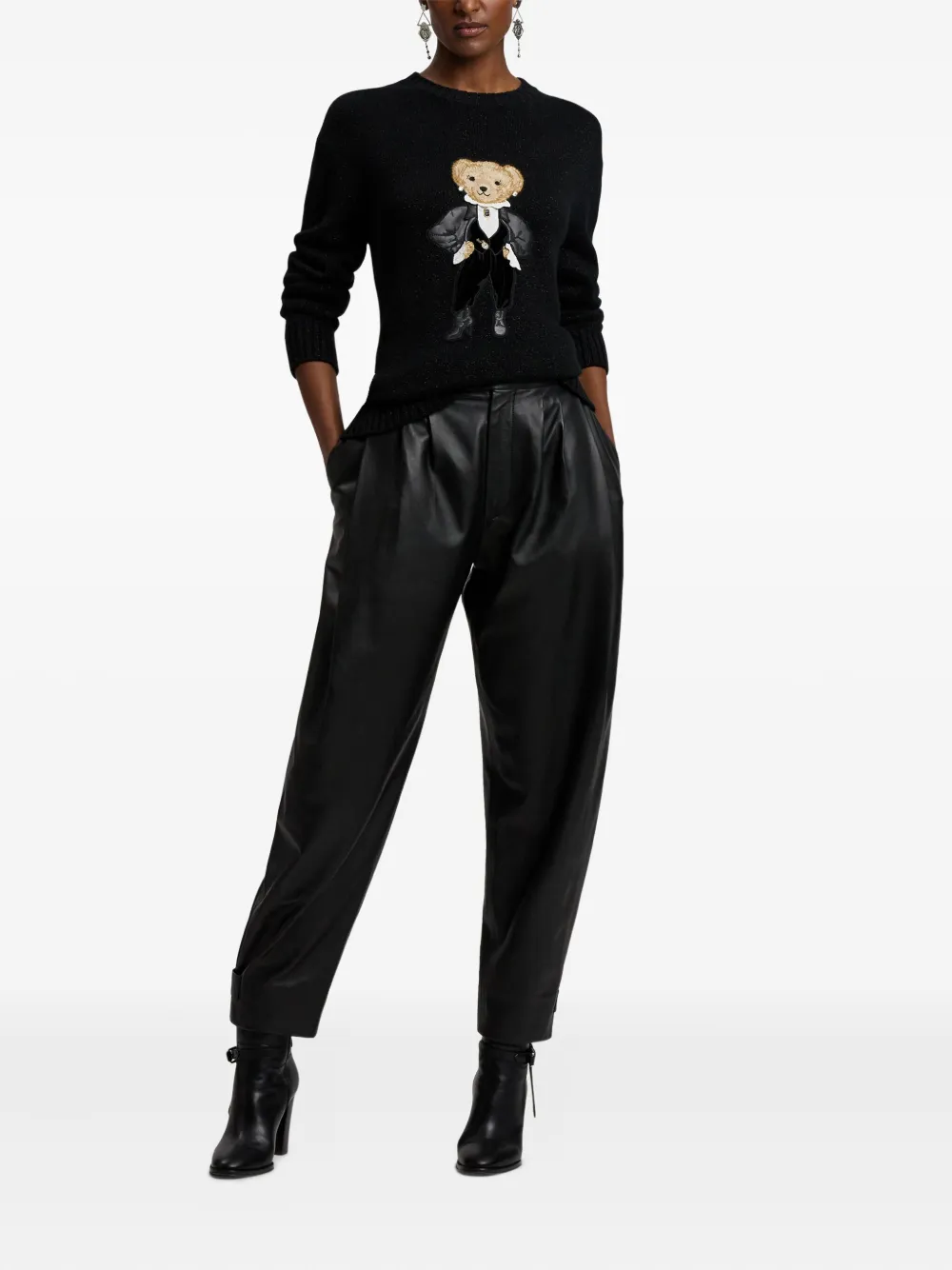 Ralph Lauren Collection Trui met metallic beer Zwart