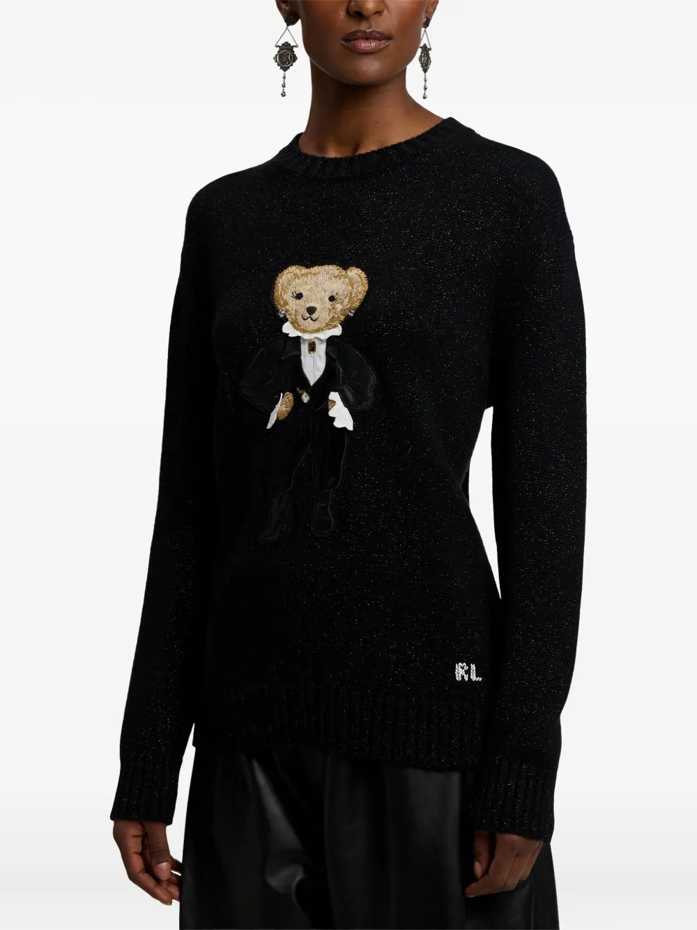 Ralph Lauren Collection Trui met metallic beer Zwart