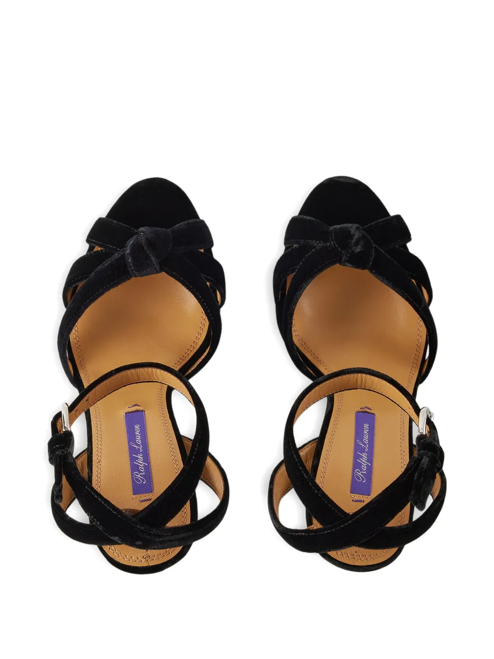 Ralph Lauren Collection 125mm Arding knotted-velvet platform sandals Black