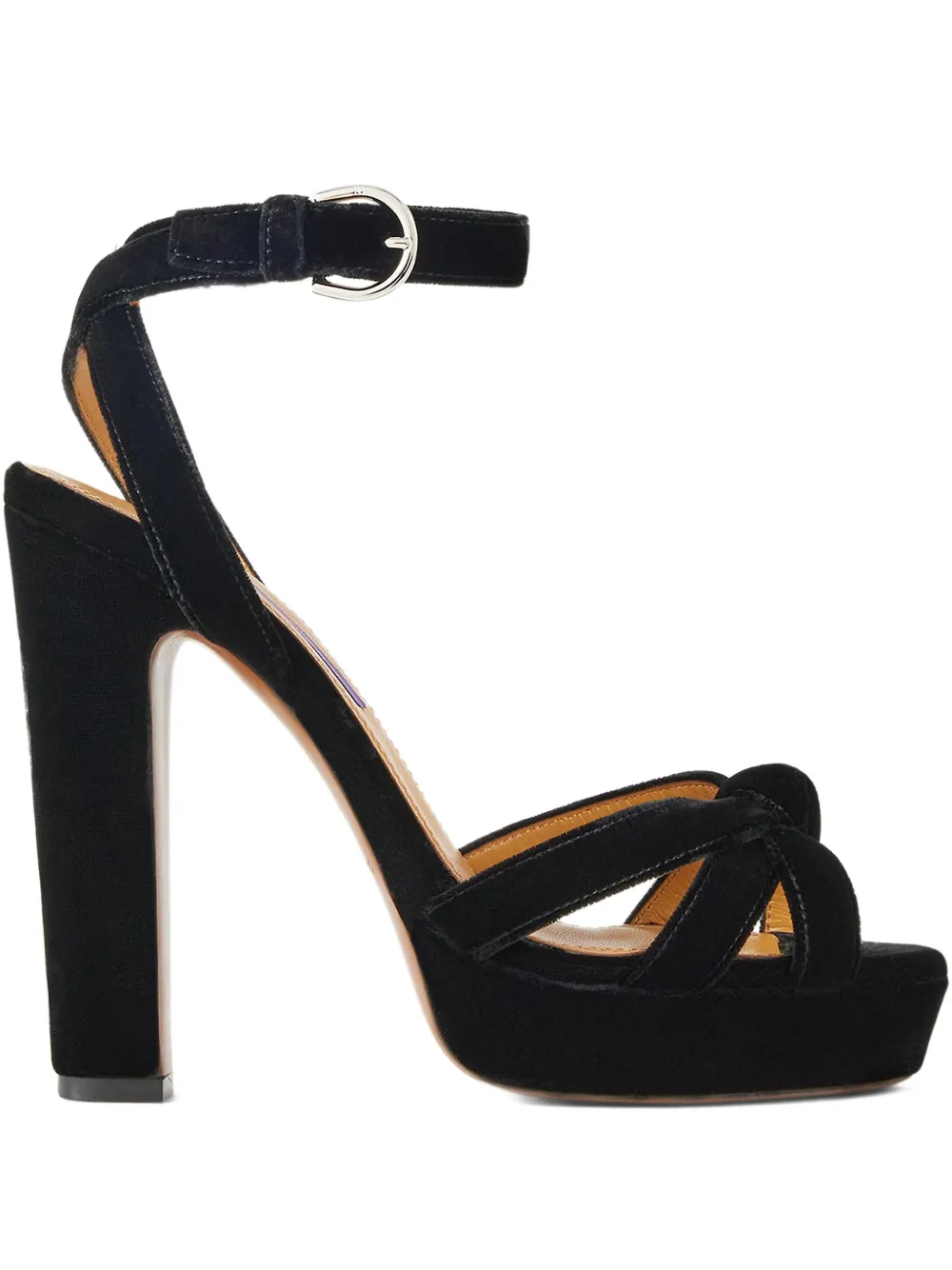 Ralph Lauren Collection 125mm Arding knotted-velvet platform sandals Black