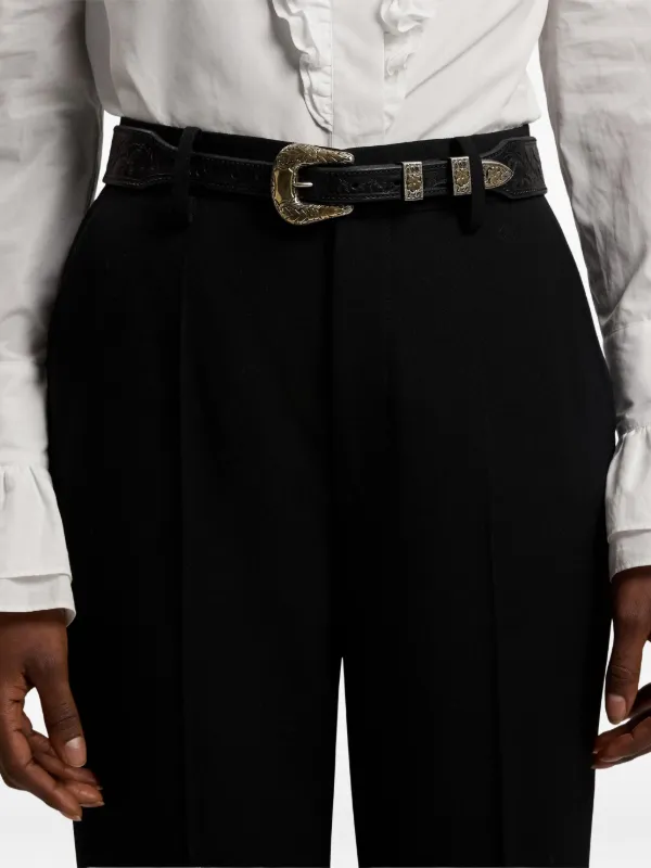 Ralph Lauren Collection floral-buckle Leather Belt | Black  display picture 3