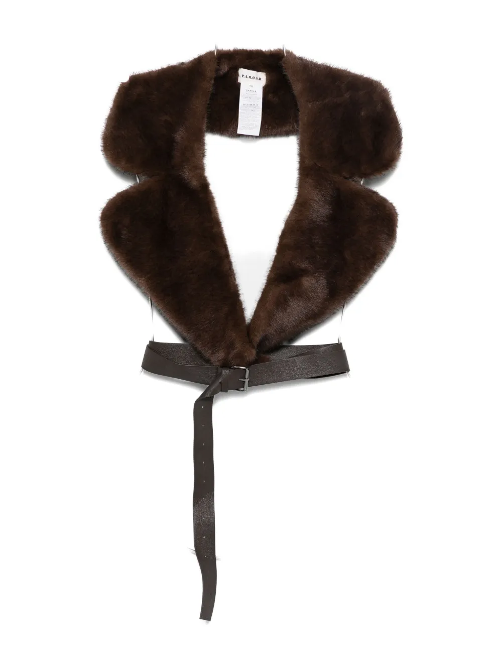 P.a.r.o.s.h Fur-trimmed Leather-belt Scarf In Brown