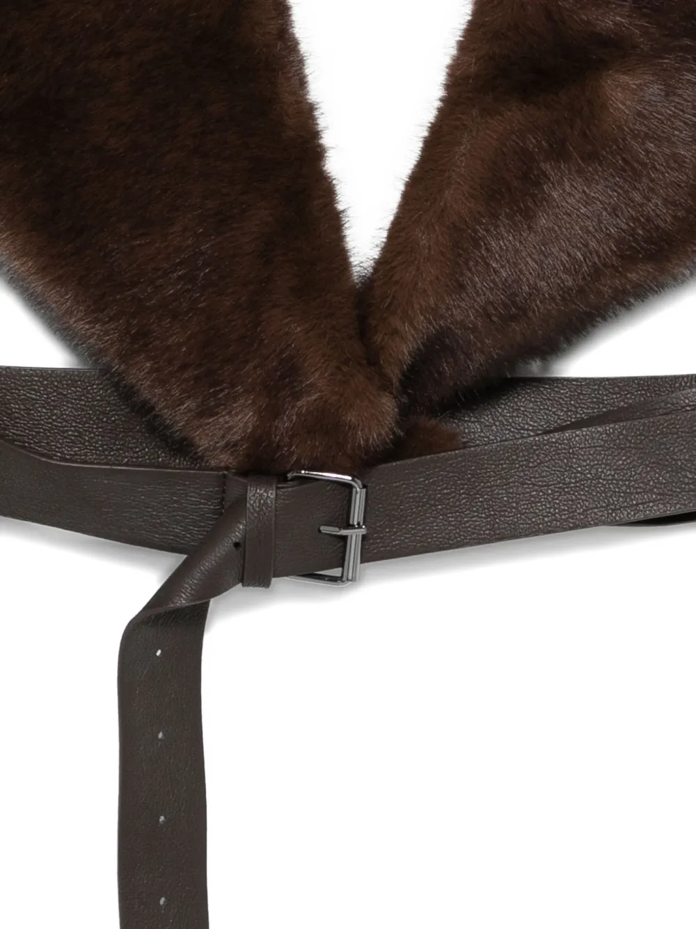 P.a.r.o.s.h Fur-trimmed Leather-belt Scarf In Brown