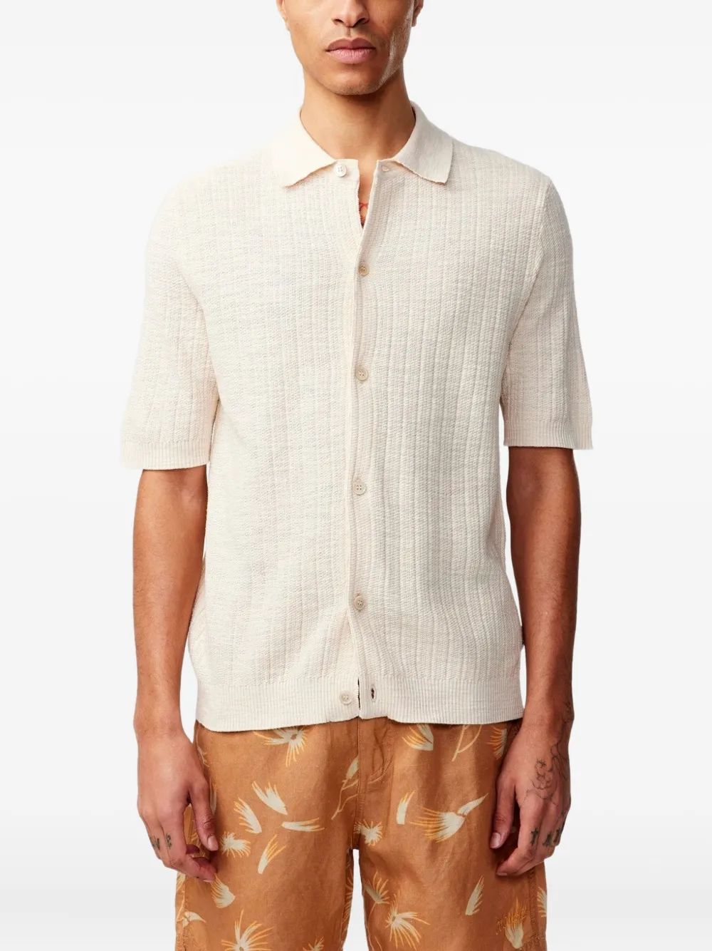 NN07 Gebreid poloshirt Beige
