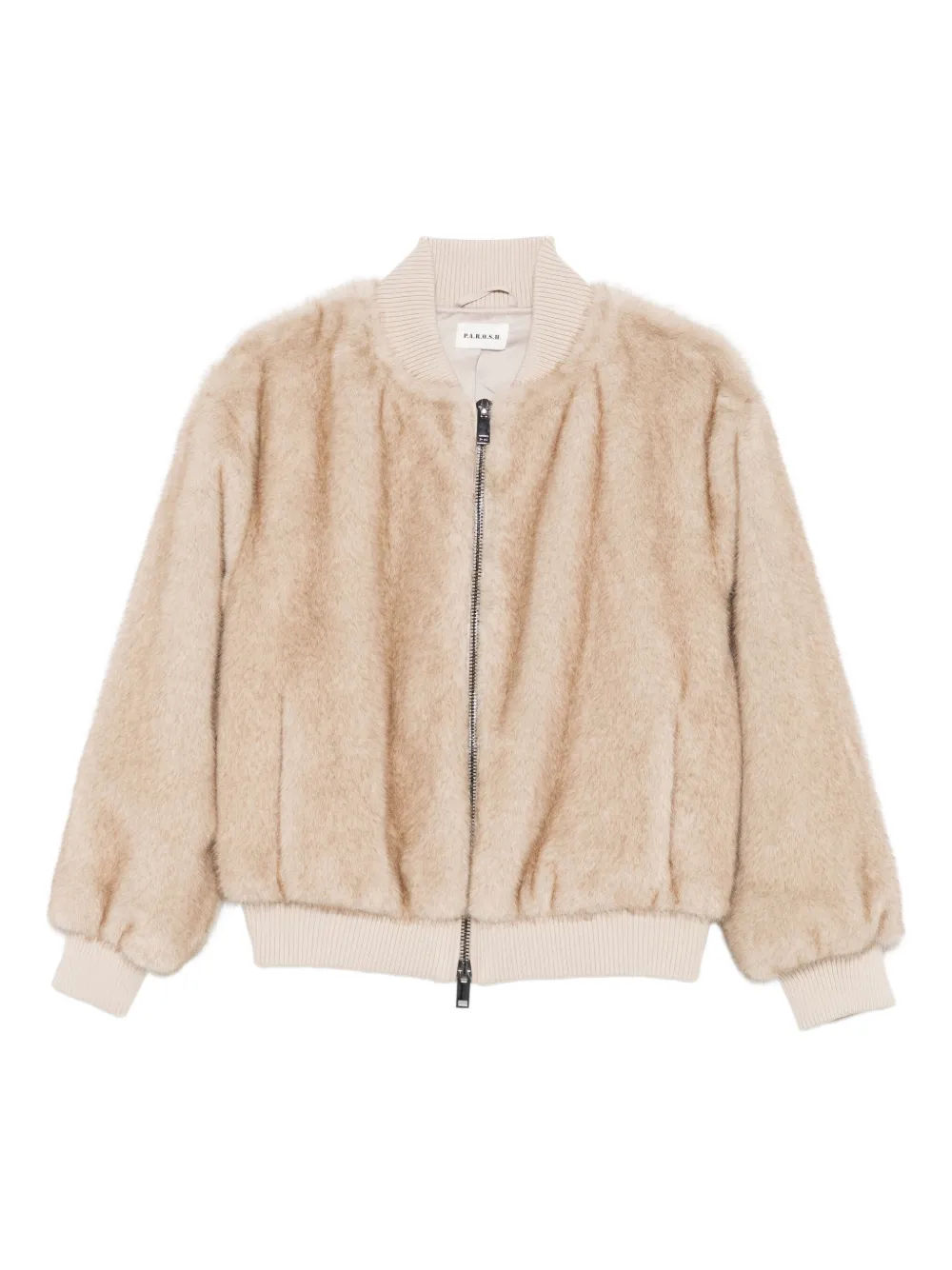 P.A.R.O.S.H. Bomberjack van imitatiebont Beige