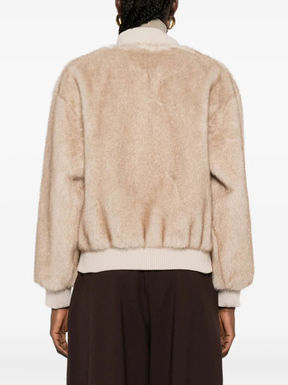 P.A.R.O.S.H. Bomberjack van imitatiebont Beige