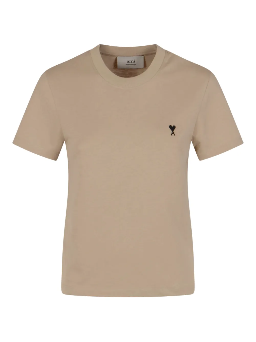 AMI Paris T-shirt met geborduurd logo Beige