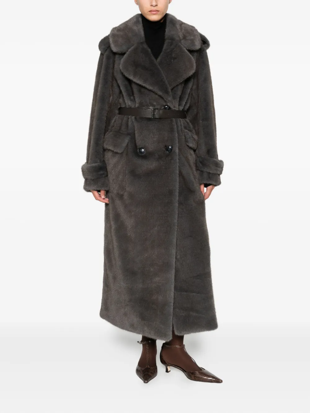 P.a.r.o.s.h Belted Double-breasted Coat In Brown