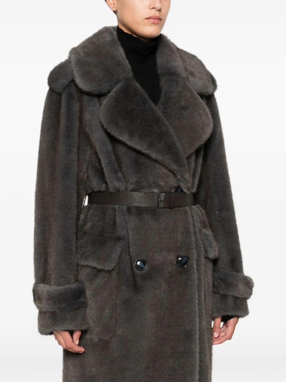 P.a.r.o.s.h Belted Double-breasted Coat In Brown