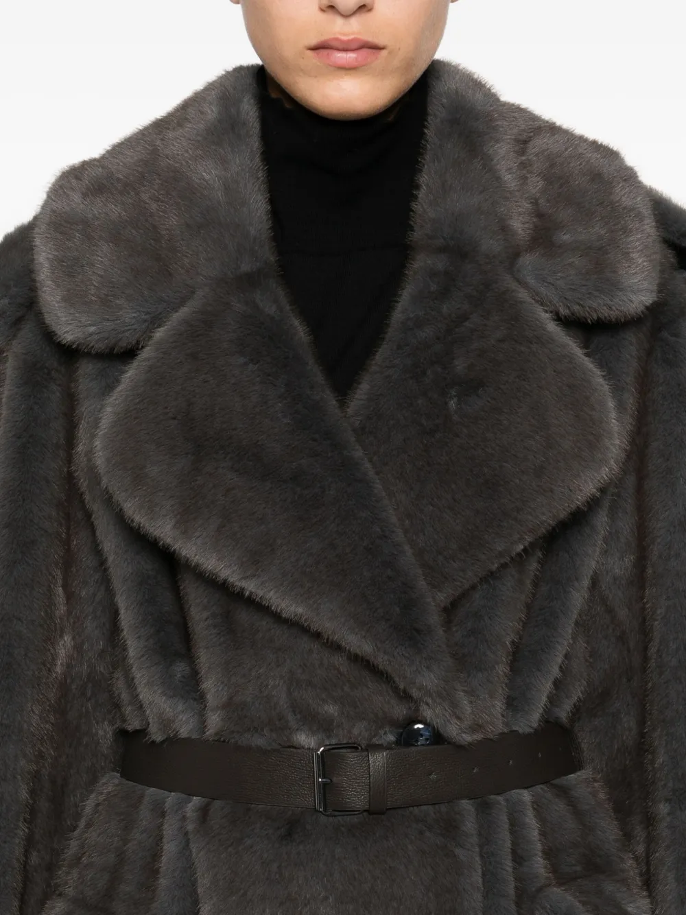 P.a.r.o.s.h Belted Double-breasted Coat In Brown
