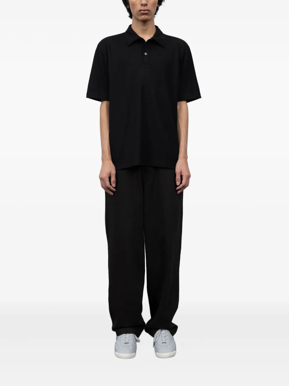 Lady White Co. Summer wollen poloshirt met korte mouwen - Zwart
