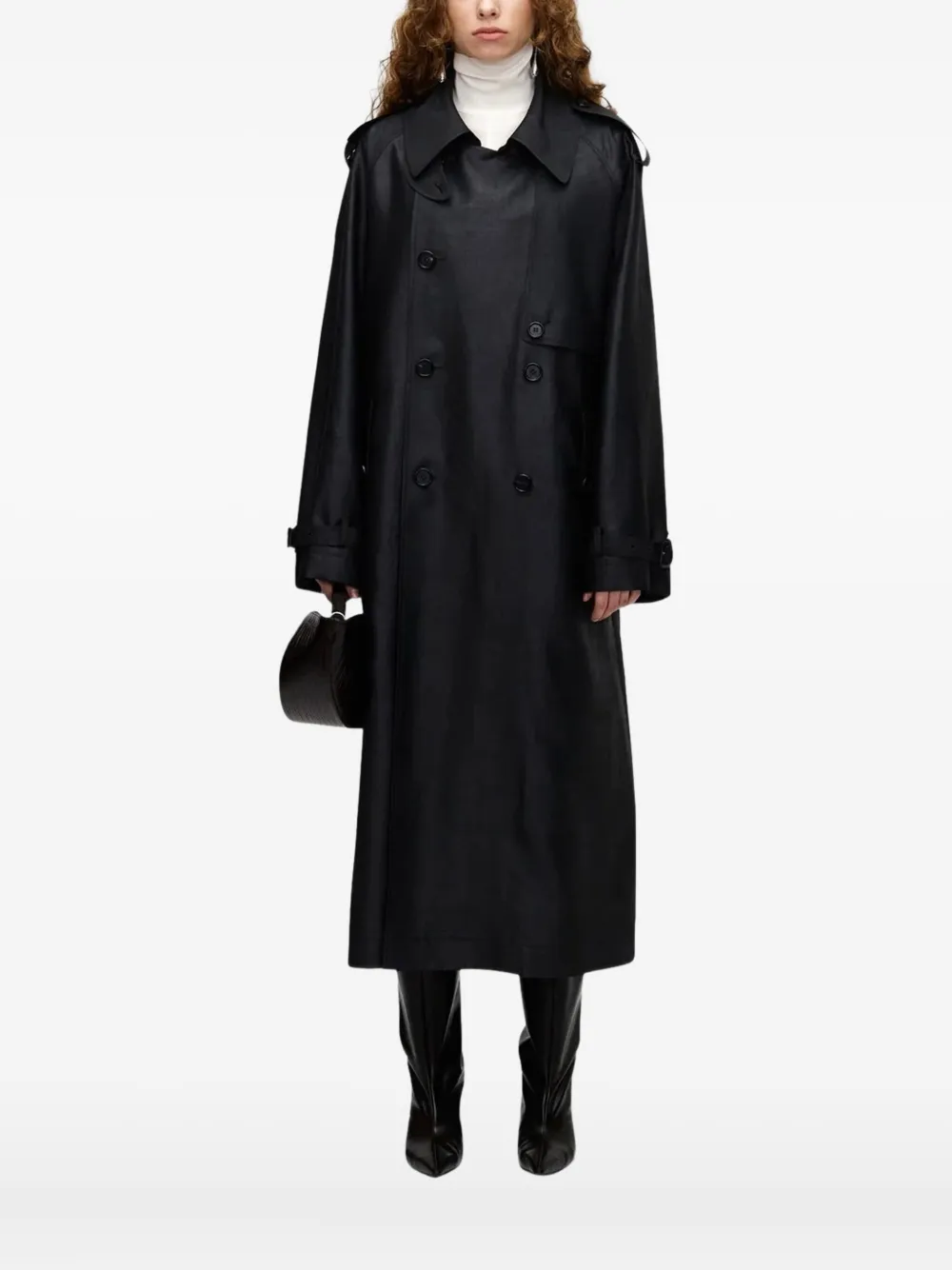 double-breasted belted trench coat