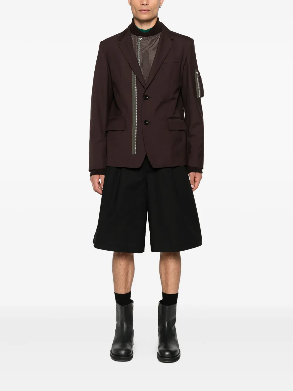sacai Blazer met ritsdetail Bruin