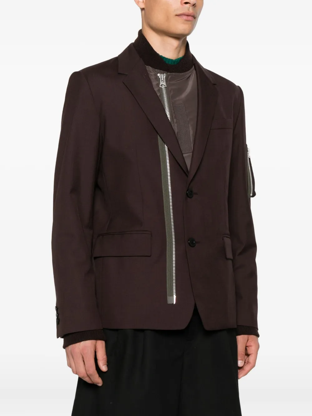 sacai Blazer met ritsdetail Bruin