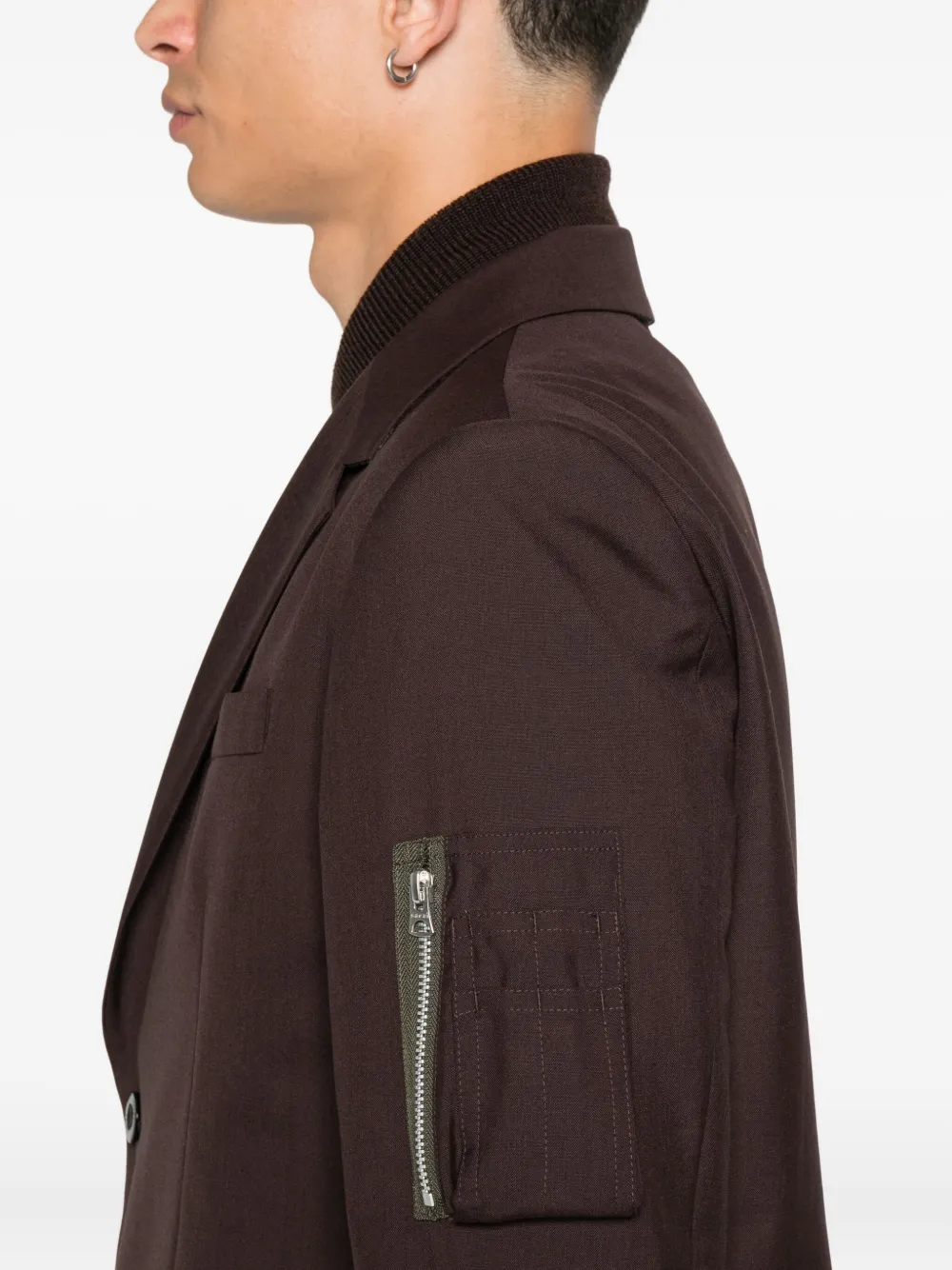 sacai Blazer met ritsdetail Bruin