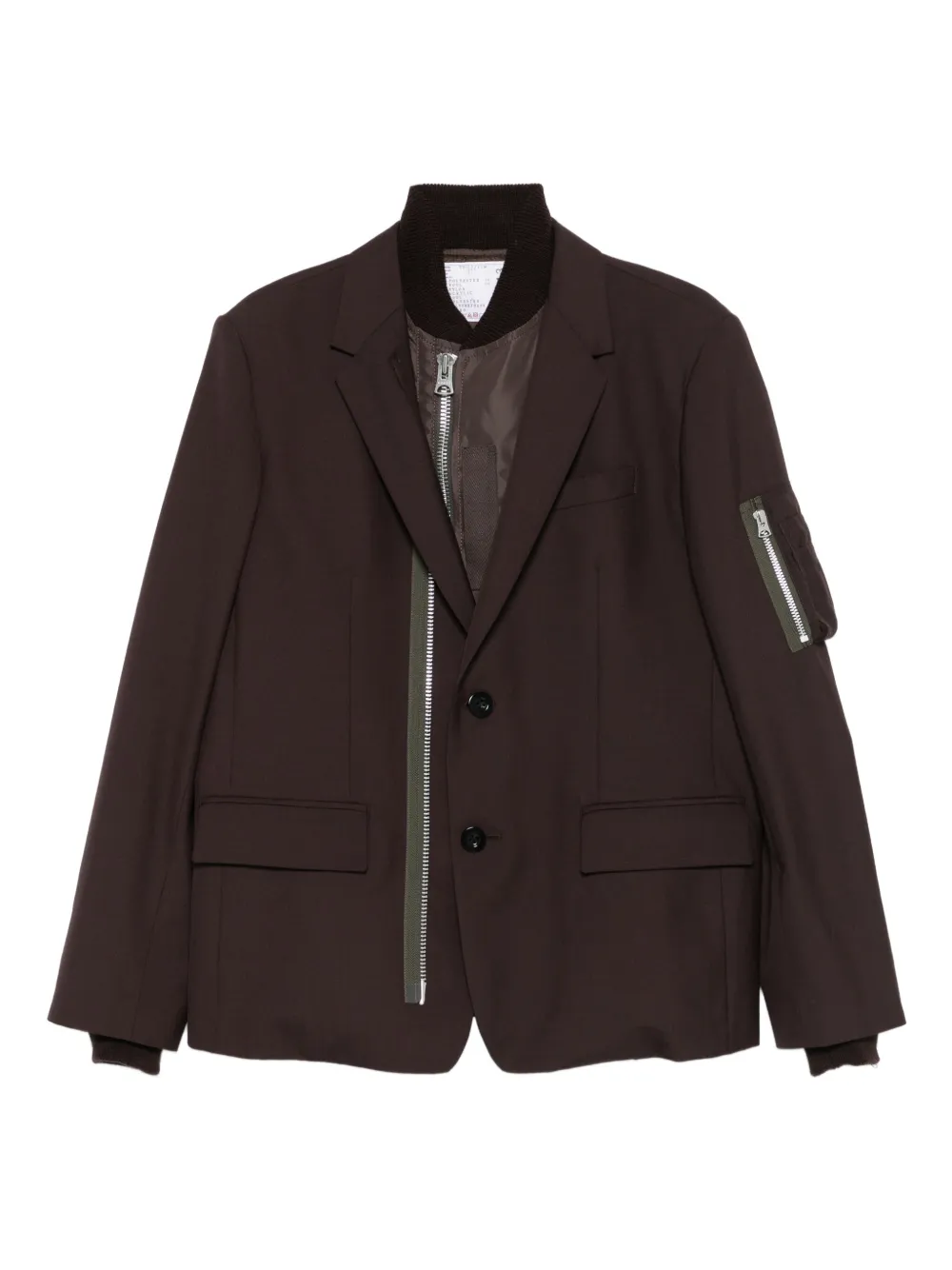 Sacai Blazer met ritsdetail Bruin