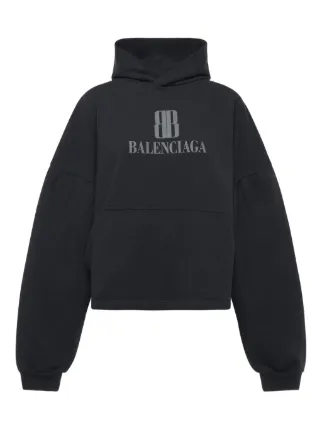 BALENCIAGA ブラックパーカー フード付き Balenciaga ロゴプレート パーカー | ブラック | FARFETCH JP