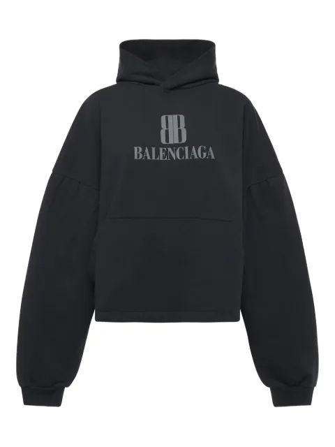 Balenciaga logo-plaque cotton hoodie
