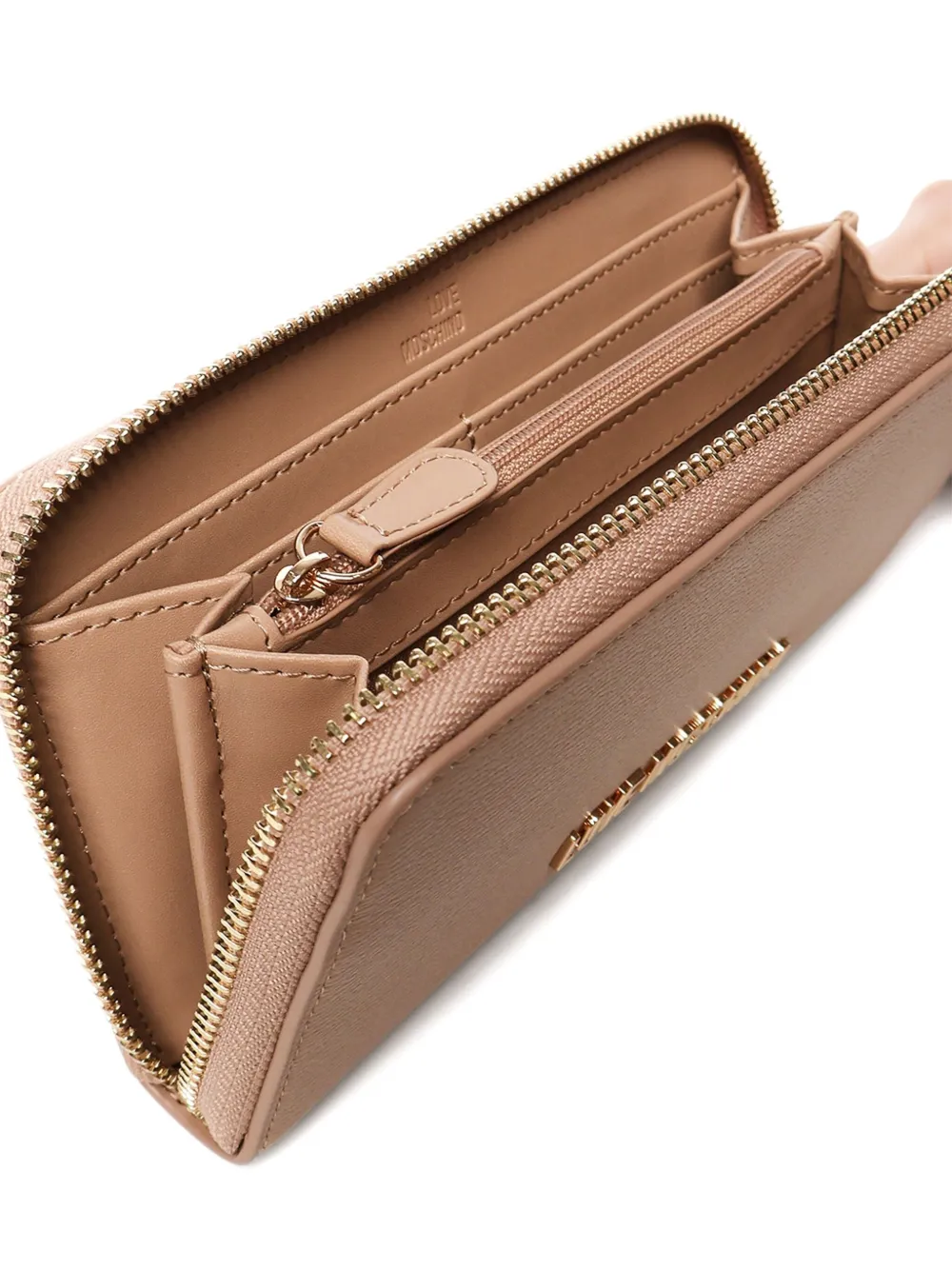 Love Moschino logo-plaque zip-around wallet Beige