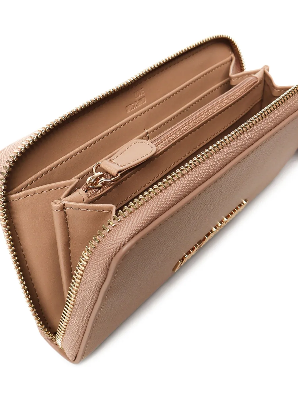 Love Moschino logo-plaque zip-around wallet Beige