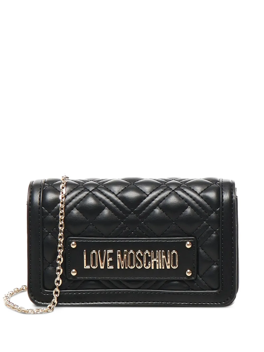 Love Moschino Gewatteerde crossbodytas met ketting Zwart