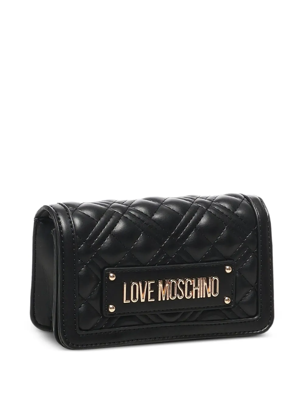 Love Moschino Gewatteerde crossbodytas met ketting Zwart