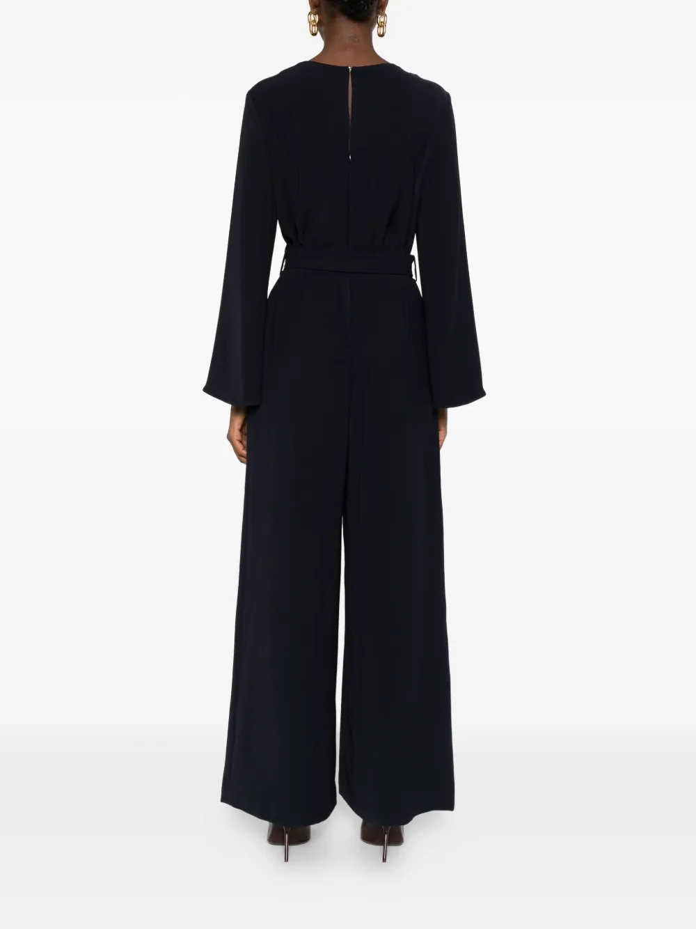 P.a.r.o.s.h Belted Bell-sleeve Jumpsuit In Blue
