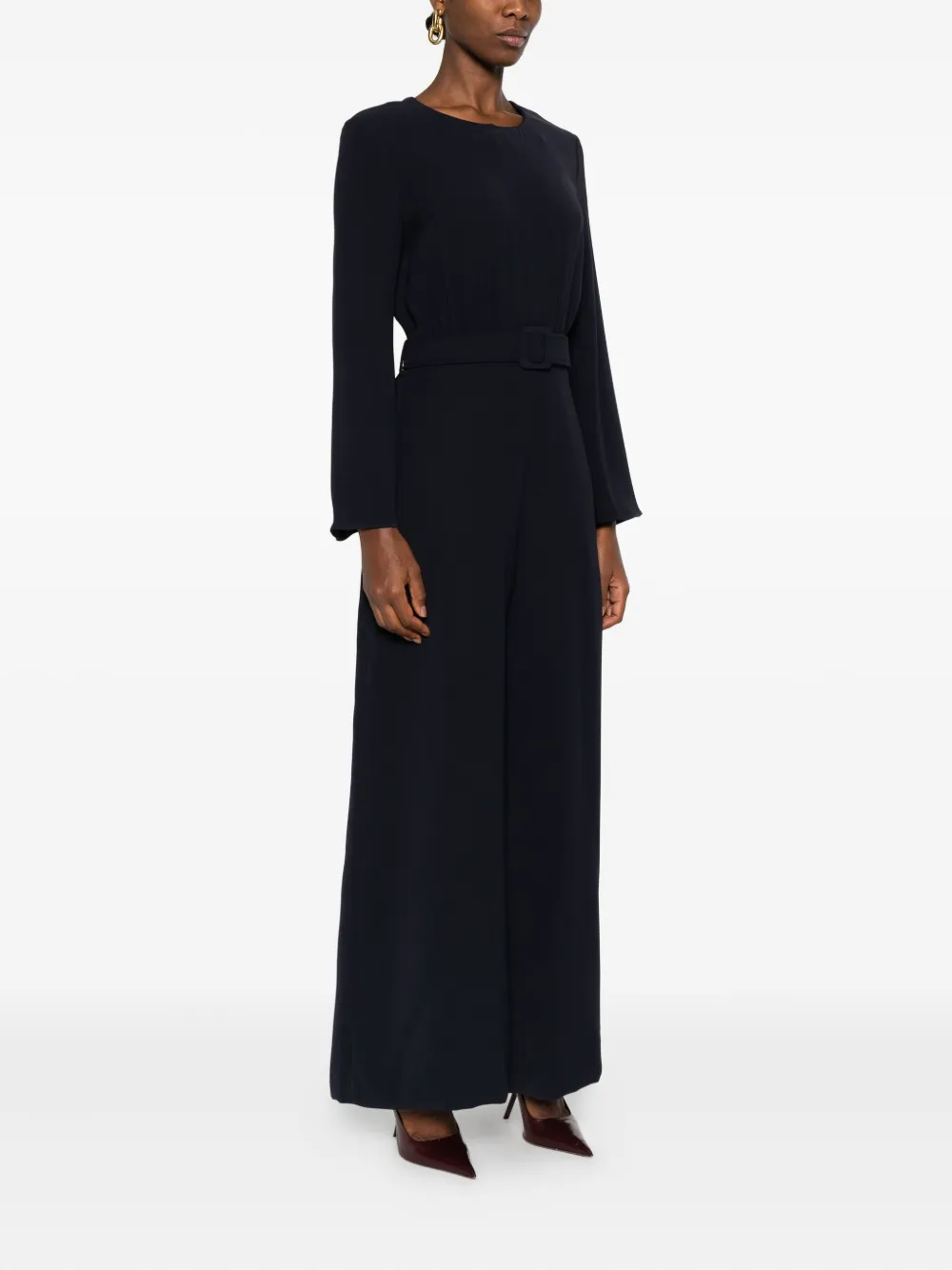 P.a.r.o.s.h Belted Bell-sleeve Jumpsuit In Blue