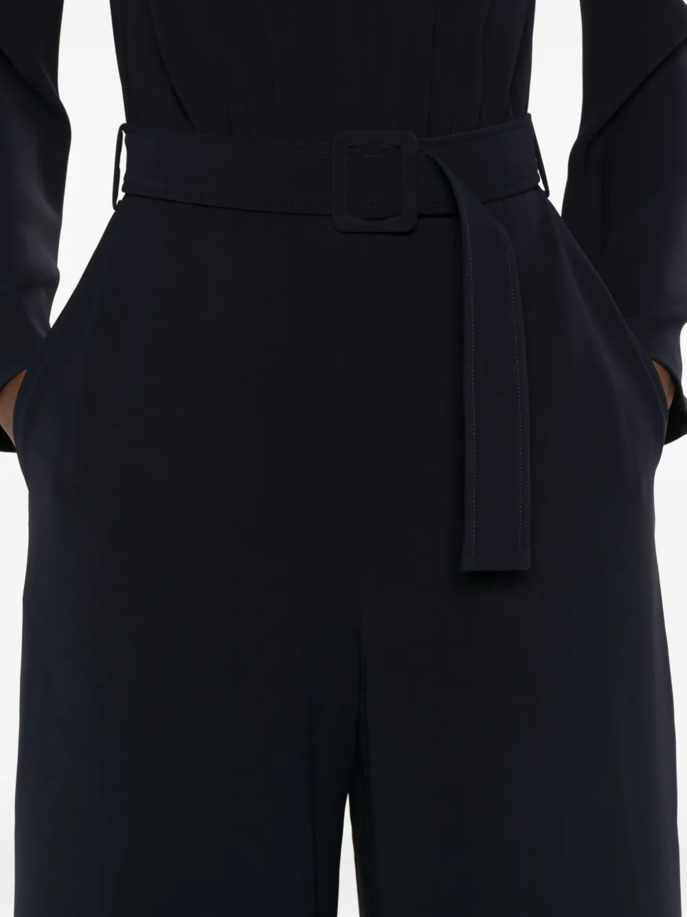P.a.r.o.s.h Belted Bell-sleeve Jumpsuit In Blue