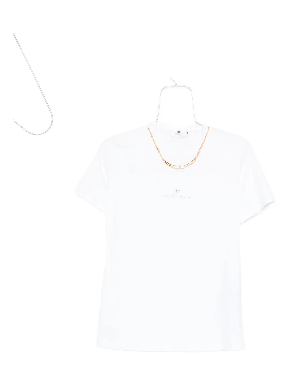 Elisabetta Franchi chain-embellished cotton T-shirt - ホワイト Elisabetta Franchi chain-embellished cotton T-shirt - ホワイト