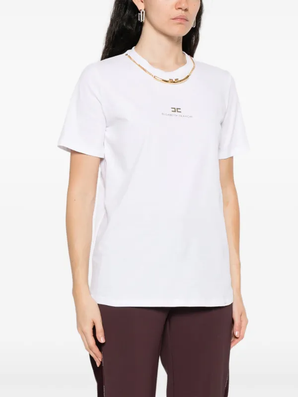 Elisabetta Franchi chain-embellished Cotton T-shirt | White
