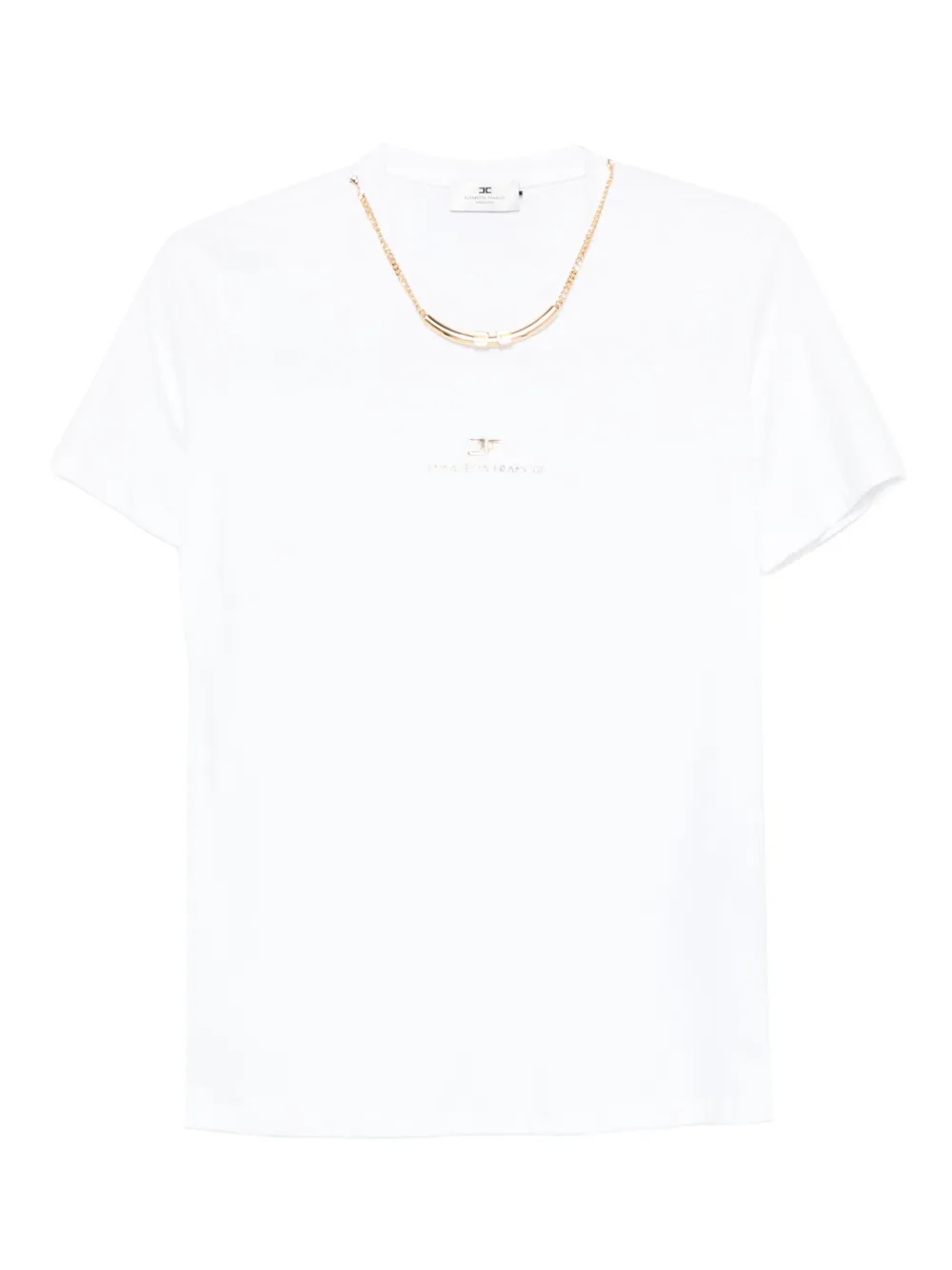 Elisabetta Franchi chain-embellished cotton T-shirt Wit