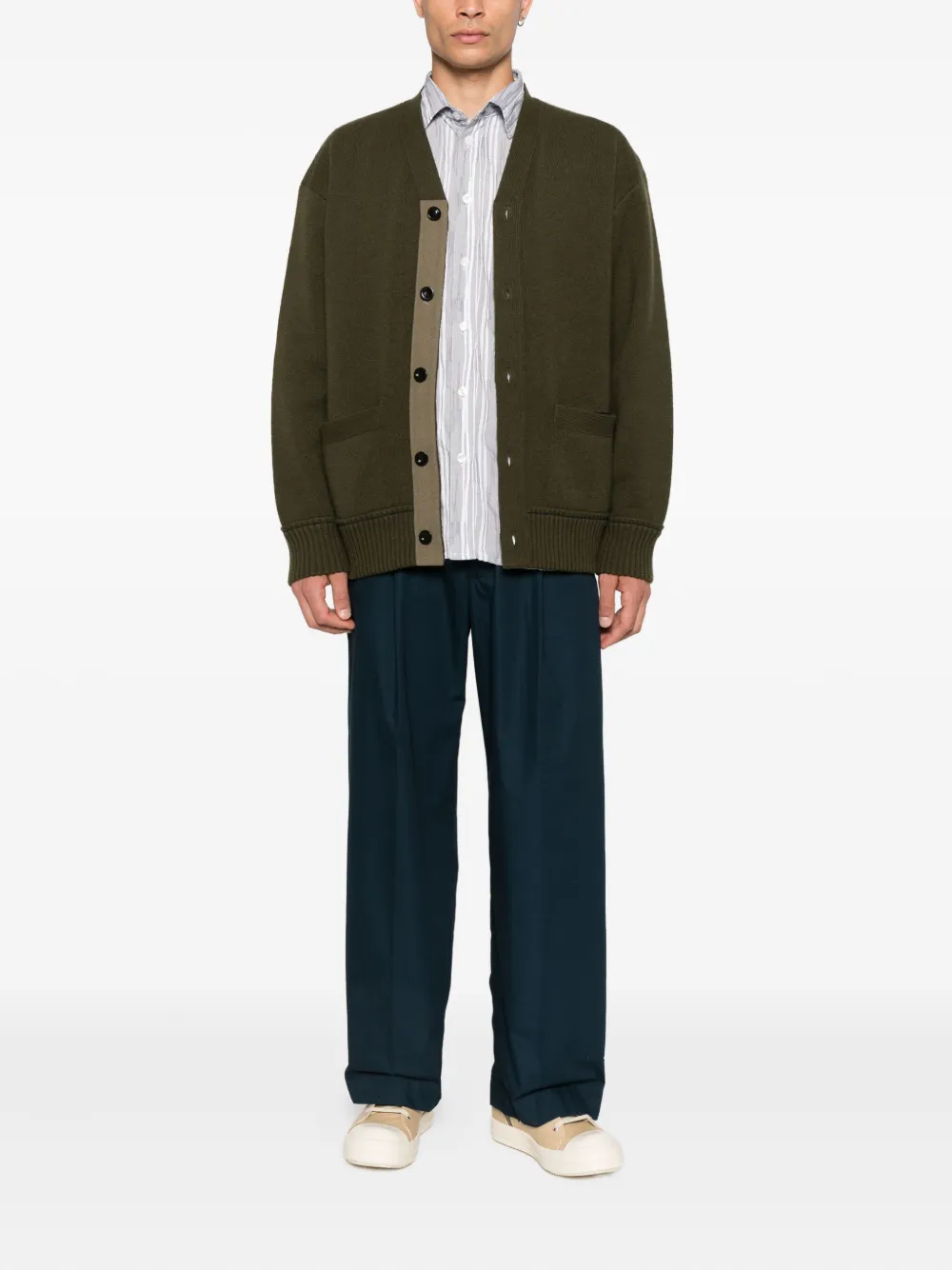 sacai Button-up vest Groen