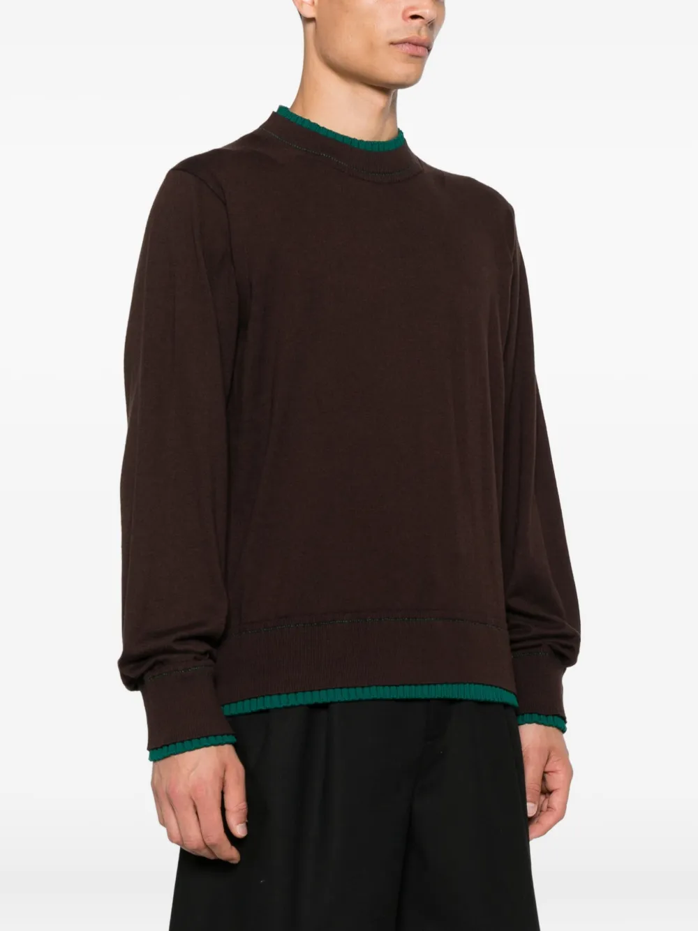 sacai Trui met contrasterende afwerking en ronde hals Bruin