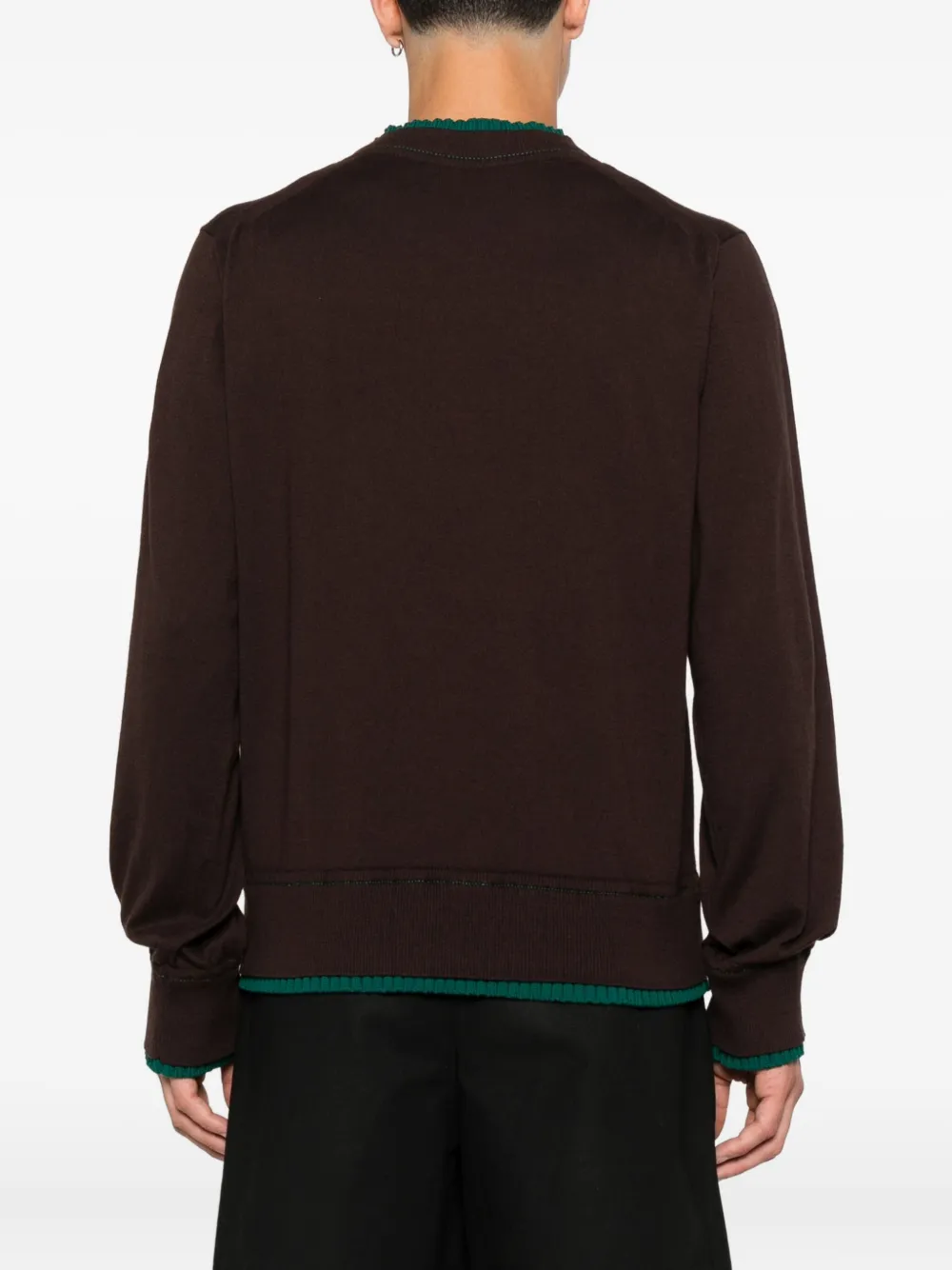 sacai Trui met contrasterende afwerking en ronde hals Bruin