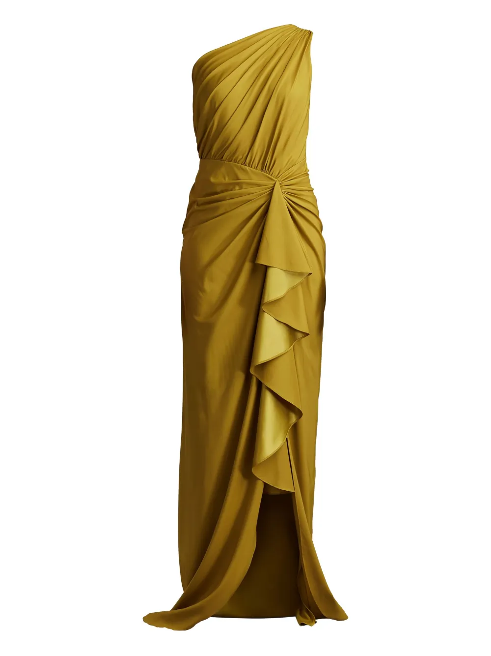 Tadashi Shoji Asymmetrische avondjurk met ruches Geel