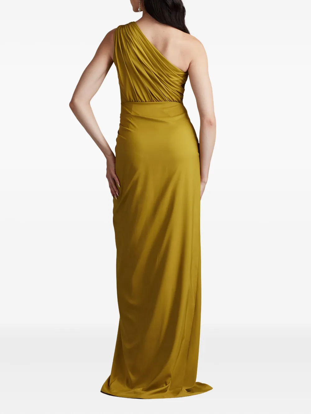 Tadashi Shoji Asymmetrische avondjurk met ruches Geel