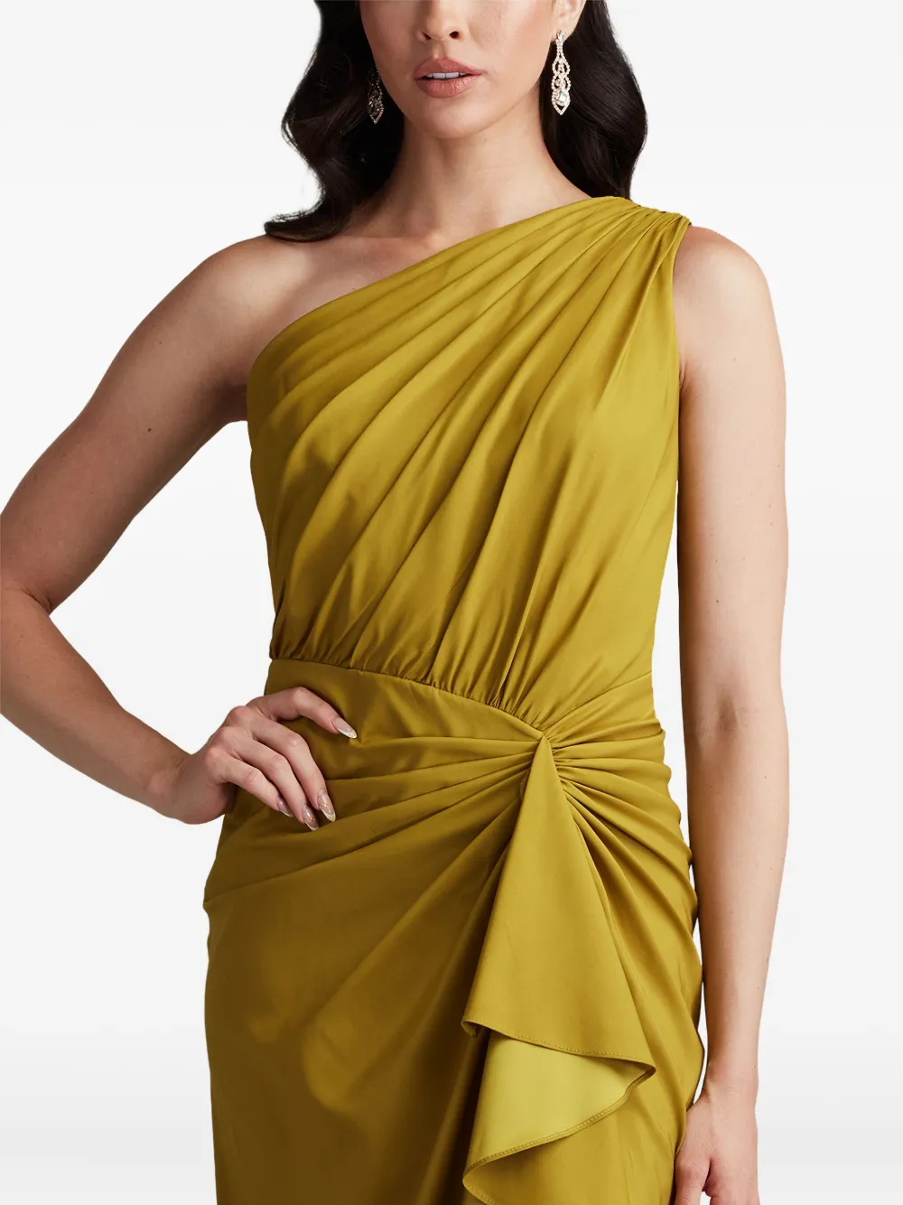 Tadashi Shoji Asymmetrische avondjurk met ruches Geel