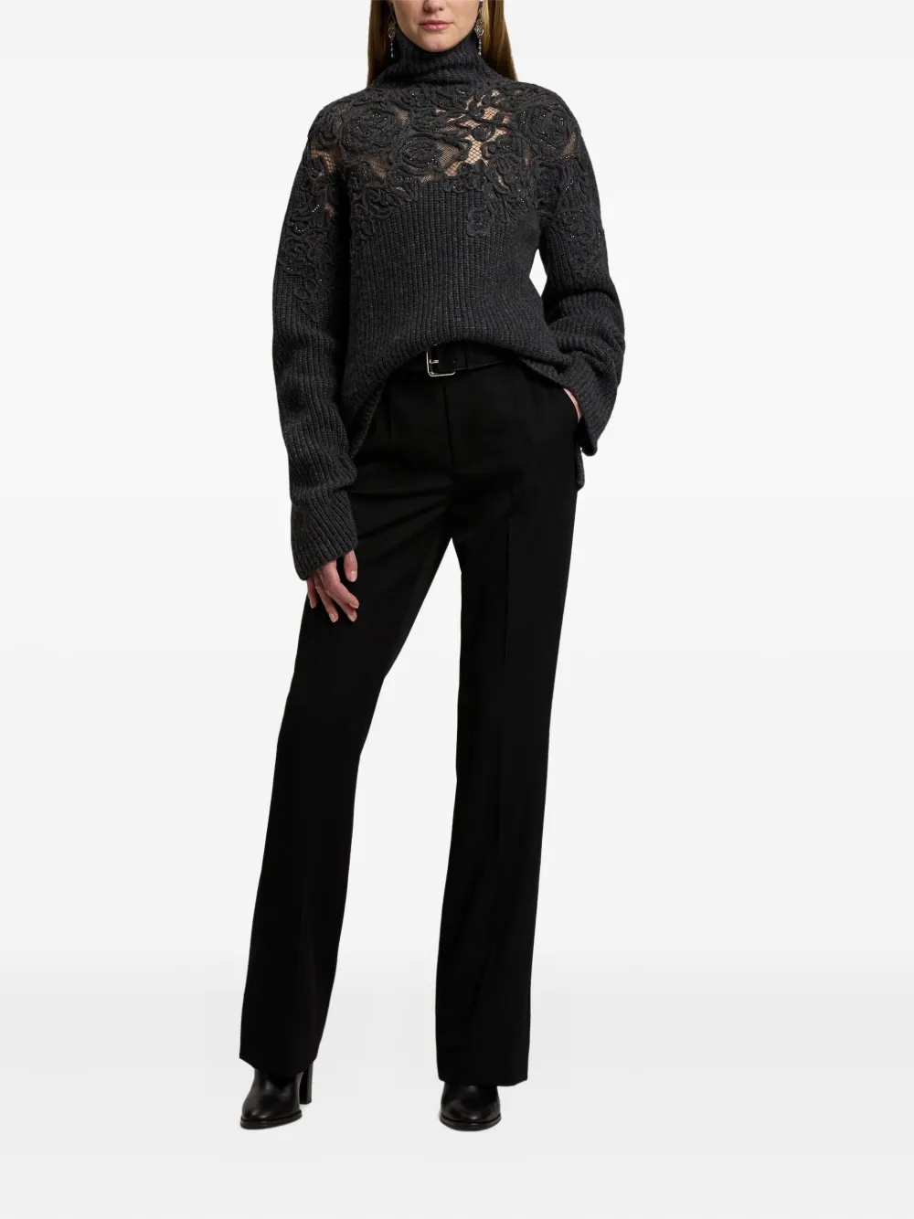 Ralph Lauren Collection lace-embellished funnel-neck sweater | Knitted Sweaters | Image 2