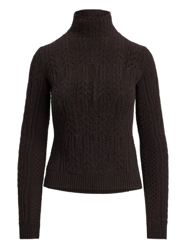 Ralph Lauren Collection Pointelle-knit Cashmere Sweater in Brown