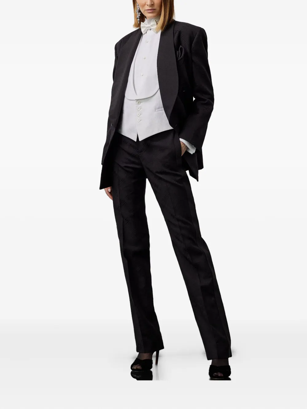 Ralph Lauren Collection Piqué gilet met sjaalkraag Wit