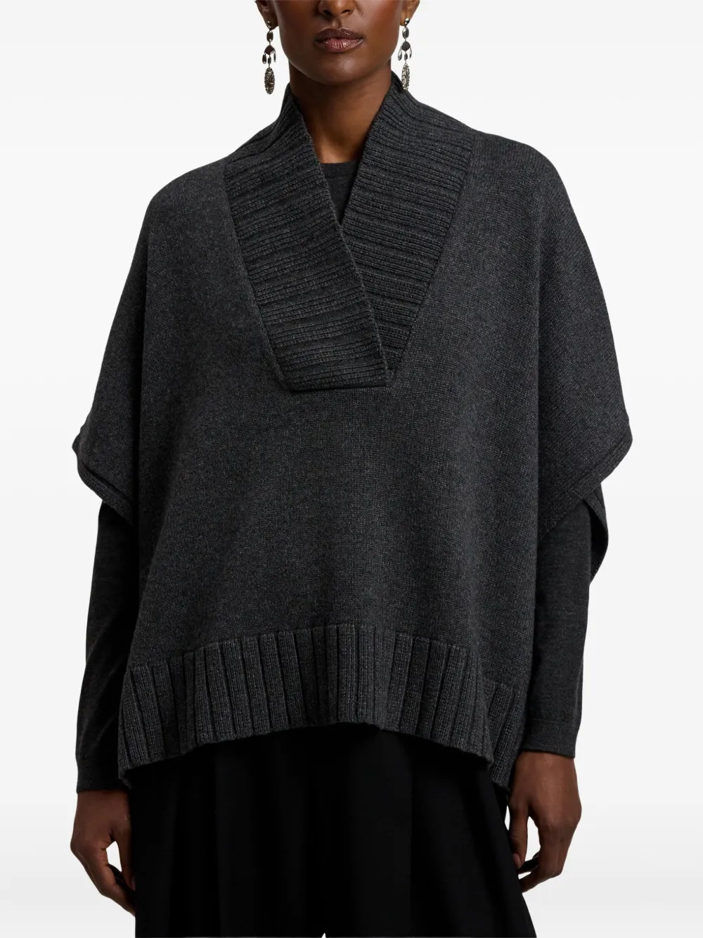 Ralph Lauren Collection Stretch-kasjmier trui met V-hals Grijs