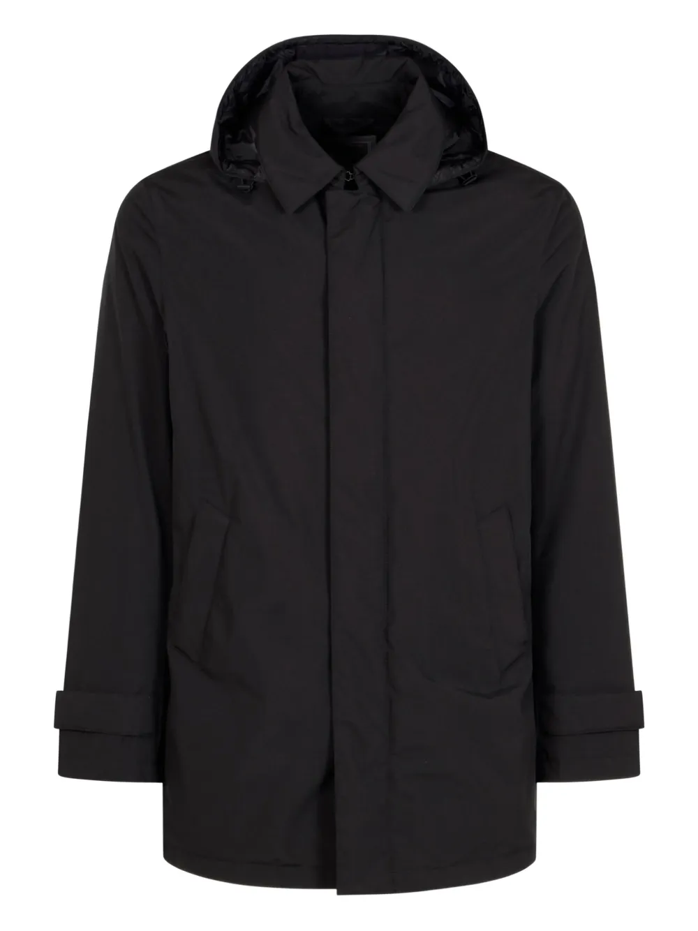 Herno concelaled front hooded jacket Zwart