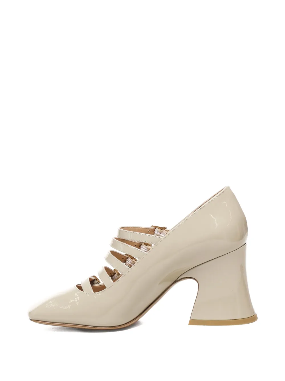 Chloé 80mm Janis buckle-fastening flared-heel pumps Neutrals