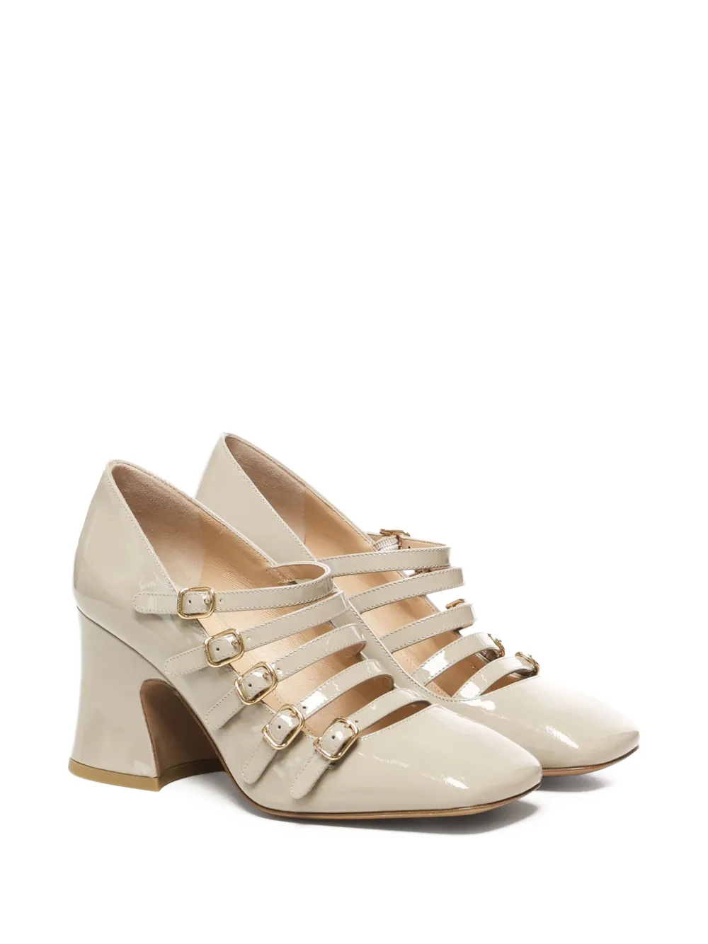 Chloé 80mm Janis buckle-fastening flared-heel pumps Neutrals