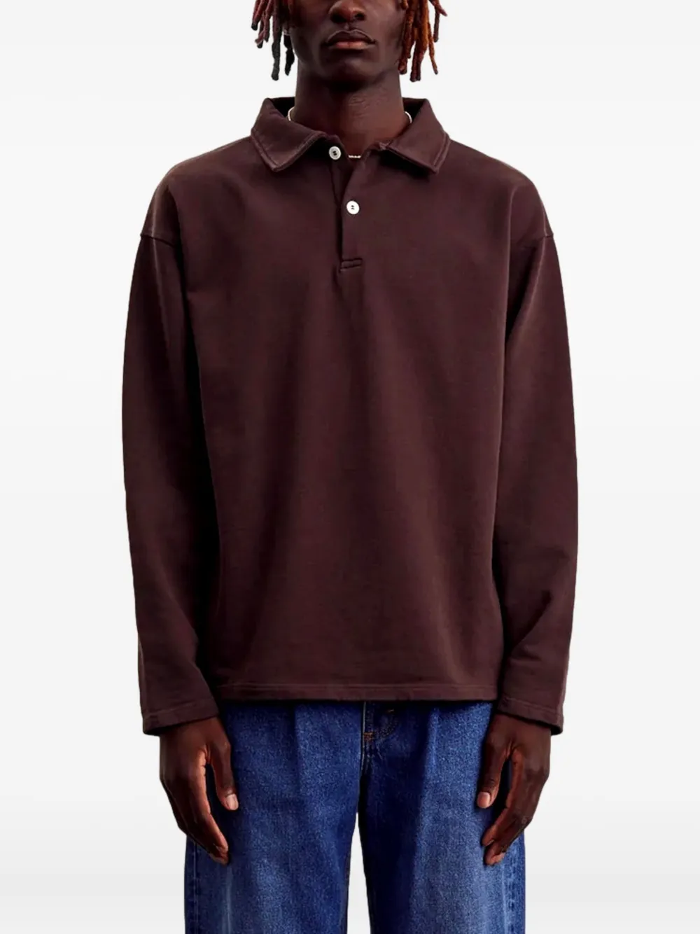 Another Aspect Poloshirt met lange mouwen - Bruin