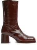 Miista Cass patent-leather square-toe boots - Brown