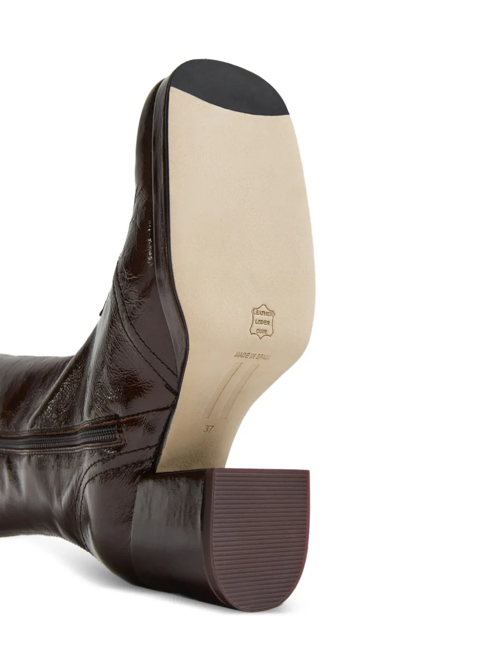 Miista Cass patent-leather square-toe boots Brown