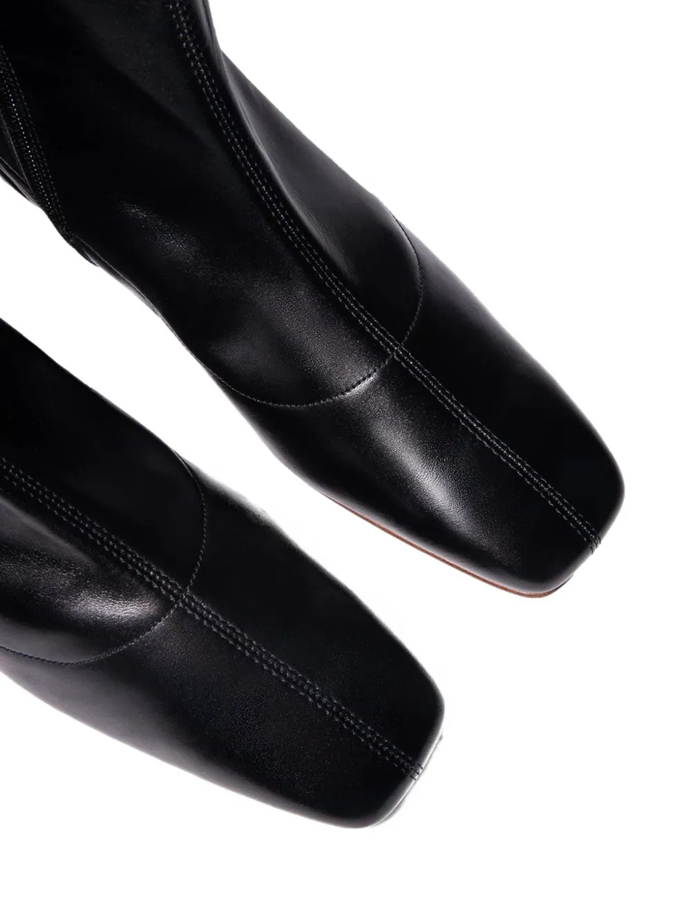 BY FAR square-toe leather boots Zwart
