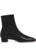 BY FAR square-toe leather boots - Black